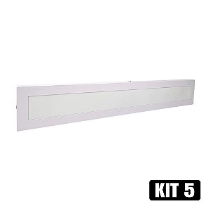 Kit 5 Plafon LED 10x60 18W Sobrepor Branco Quente