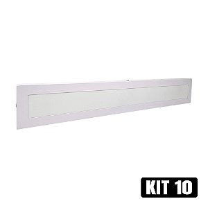 Kit 10 Plafon LED 10x60 18W Sobrepor Branco Quente