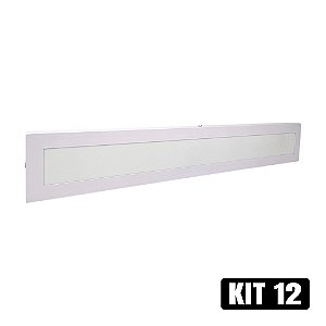 Kit 12 Plafon LED 10x60 18W Sobrepor Branco Quente