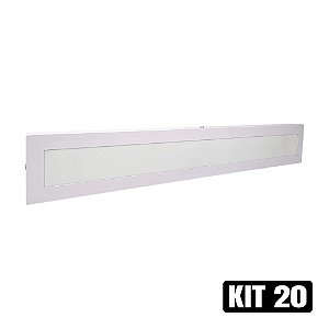 Kit 20 Plafon LED 10x60 18W Sobrepor Branco Quente