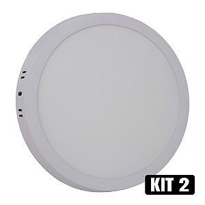 Kit 5 Plafon LED 18w Sobrepor Redondo Branco Frio