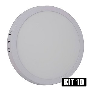 Kit 10 Plafon LED 18w Sobrepor Redondo Branco Frio