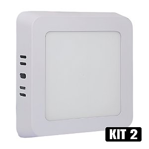 Kit 2 Plafon LED 6W Sobrepor Quadrado Branco Quente