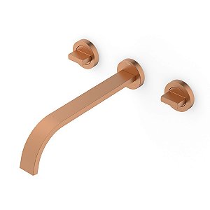 Torneira Misturador Banheiro Parede Bica Baixa Celite Flow - Rose Gold Matte