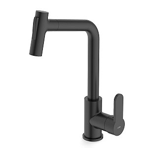 Torneira Monocomando Cozinha Bancada Bica Alta Celite Kitchen - Preto Fosco