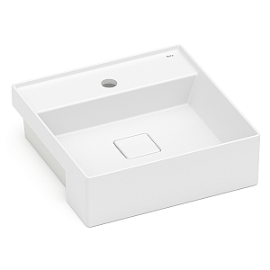 Cuba de Semiencaixe com Mesa Roca Terra 40 x 40 cm T10 - Branco Fosco