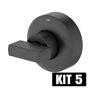 Kit 5 Acabamento Registro Celite Flow Base Docol - Preto Fosco