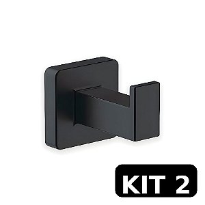 Kit 2 Cabides Toalha Omega Premium Preto Fosco