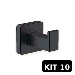 Kit 10 Cabides Toalha Omega Premium Preto Fosco