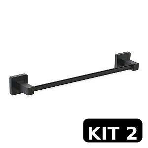 Kit 2 Porta Toalha Rosto Omega Premium Preto Fosco