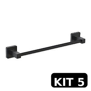Kit 5 Porta Toalha Rosto Omega Premium - Preto Fosco