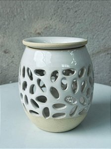DIFUSOR AROMAS CERAMICA VAZADO BRANCO