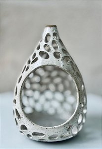 CASA PÁSSAROS VAZADA CERÂMICA BRANCA