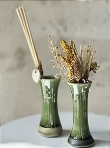 VASO DIFUSOR CILINDRICO CERÂMICA VERDE