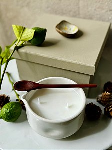 KIT CITRUS VERDE VELA AROMATICA EM CERAMICA