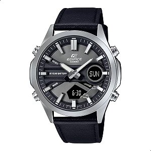 Relógio Masculino Casio Edifice Couro Anadigi Preto EFV-C120L-8ADF