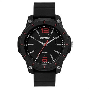 Relógio de Pulso Masculino Mormaii Preto Detalhe Vermelho Analógico MO2035LF/8R