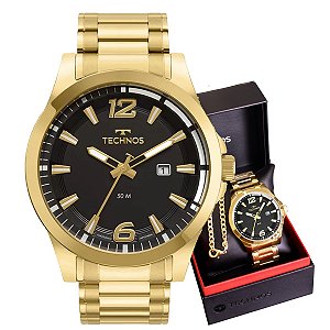 Relógio Masculino Technos Dourado Analógico 2117LDHS/1P Prova D´Agua 50 Metros