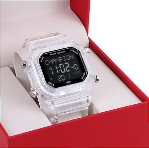 Relógio Masculino Digital Esportivo Champion YoT Transparente CP40181S Prova D'Água