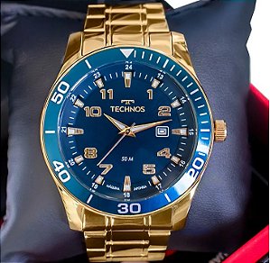 Relógio Technos Masculino Dourado Analógico Calendário 2115MQLS/4A