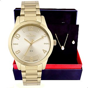 Relógio Feminino Technos Dourado Analógico 2035NAY/1D Colar e Brincos