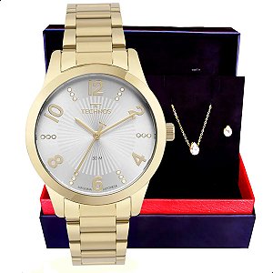 Relógio Feminino Technos Dourado Analógico 2035NAY/1K Colar e Brincos