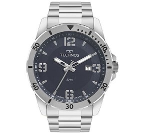 Relógio Masculino Technos Analógico Prata Militar À Prova d'Água 2115MYN/1A Calendário