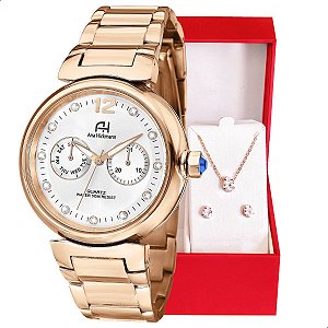 Relógio Champion Ana Hickmann Feminino Rosé AH30175Z Kit Colar e Brincos
