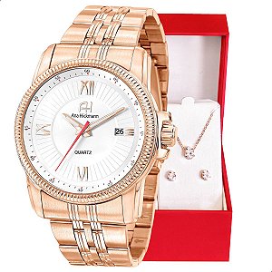 Relógio Feminino Champion Ana Hickmann Rosé AH28866Z Colar e Brincos