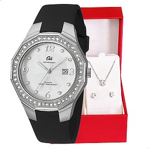 Relogio Feminino Champion Ana Hickmann Couro Preto Social Cristais AH20033T