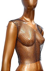 Cropped de Tela com Strass