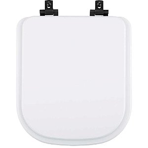 Tampa de Vaso Laqueado Com Amortecedor Piano Branco para Bacia Deca com Ferragem Preta
