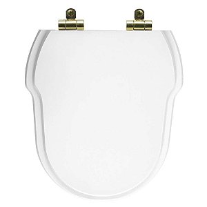 Tampa de Vaso Poliéster Com Fechamento Lento Hampton Branco para louça Incepa com Ferragem Dourada