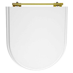 Tampa de Vaso Poliester Calypso Branco para bacia Incepa Com Ferragem Dourada