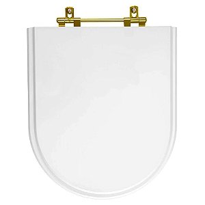 Tampa de Vaso Belle Epoque Branco para bacia Deca Com Ferragem Dourada