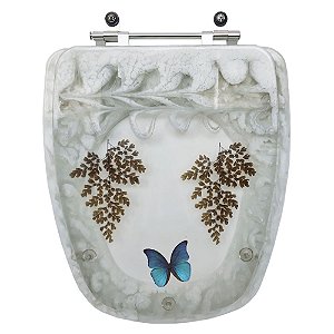 Assento Sanitário Poliester Monte Carlo Marmorizado Avenca com Borboleta para Vaso Deca