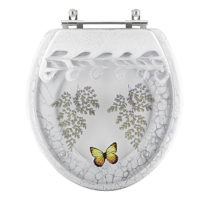 Assento Sanitario Poliester Decorado Borboleta Classica para vaso Celite