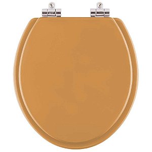 Assento Sanitario Poliester com Amortecedor Lirio Amarelo Terra para Vaso Celite