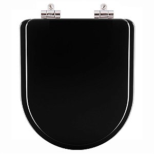 Assento Sanitario com Amortecedor Carrara Preto para Vaso Deca