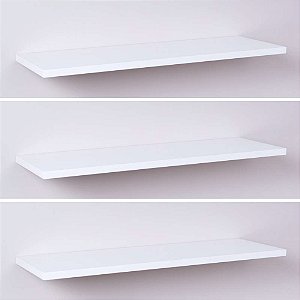 Kit Com 3 Prateleiras 40 X 10cm Suporte Invisivel - Cor Branco
