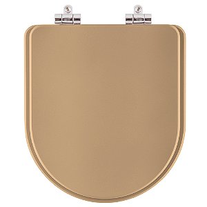 Assento Sanitário Poliester Soft Close Carrara Bege Castor para vaso Deca