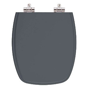 Assento Sanitário Poliester Soft Close Primula Plus Cinza Escuro para vaso Fiori