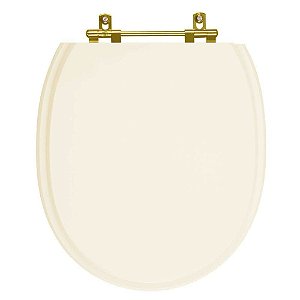 Assento Sanitário Poliester Village Creme para vaso Deca com Ferragem Dourada