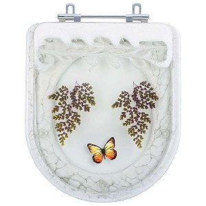 Assento Sanitário Poliester Decorado Borboleta Etna para vaso Icasa