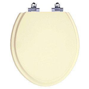 Assento Sanitário Laqueado Soft Close Convencional Bege Claro para vaso Celite