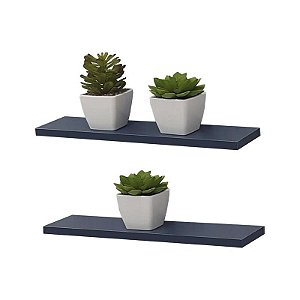 Kit Com 2 Prateleiras 60 X 20cm Suporte Invisivel - Cor Azul
