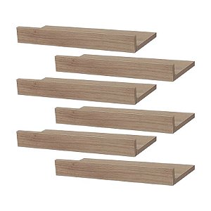 Kit 6 Prateleiras Porta Quadros 40 x 10cm Carvalho Suporte Invisível
