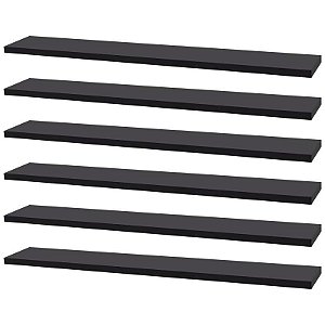 Kit 6 Prateleiras 70 x 10cm Preta Suporte Invisível