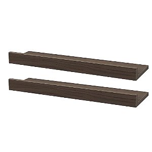 Kit 2 Prateleiras Porta Quadros 70 x 15cm Nogal Suporte Invisível