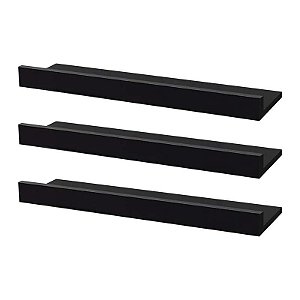 Kit 3 Prateleiras Porta Quadros 70 x 15cm Preta Suporte Invisível